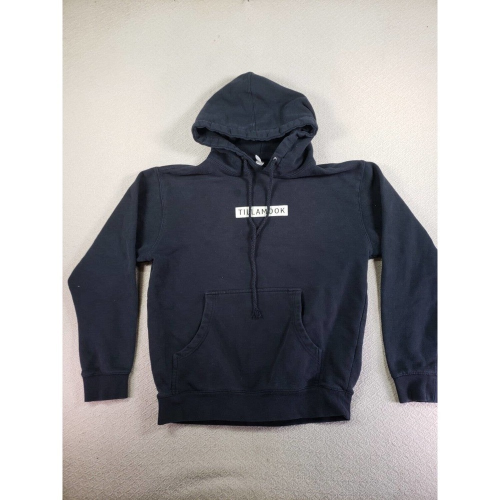 Tillamook Hoodie Mens Small Black Long Sleeve Drawstring Pullover Sweatshirt